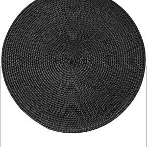 Round Braided Placemats 15 Inch in Black Color for Natural Woven Heat Resistant Place Mats Set of 6 thumbnail-2
