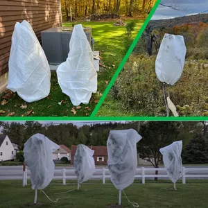 Non Woven Frost Protection Cover With Drawstring for Winter Plant Protection thumbnail-1