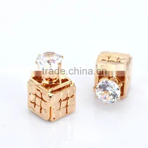 Fashion Women Big Elegant 22K Fake Gold Plated Crystal Stud Earring Designs thumbnail-2