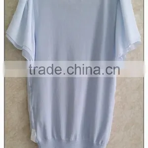 Simple Chiffon T-shirt Short Sleeve Knitting Wear With Chiffon Stitching thumbnail-2