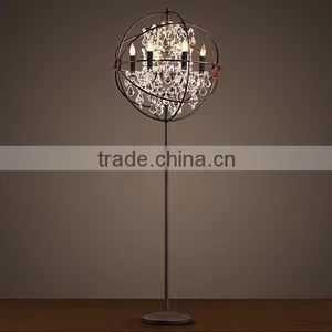 2016 New Style Simple Vintage Iron Crystal Floor Lamp Model 5014-L5 thumbnail-1