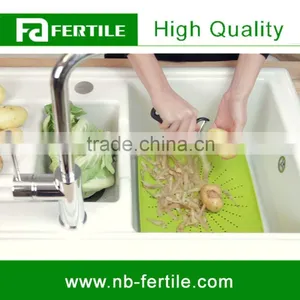 WFZ123573 White Color Wash Vegetable Prepare Kitchen Utensil Sink Station Flat Colander Food Strainer thumbnail-6