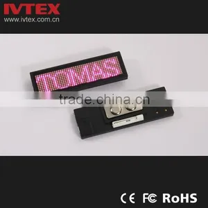 Digital Blue Rechargeable Battery Backup Mini LED Display / LED Name Badge / LED Name Card thumbnail-3