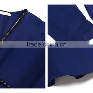 India Style Chiffon Long Sleeve With Zip Long Tops thumbnail-6