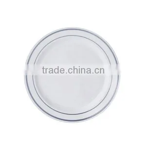 6'' Round Disposable Plastic Plate With Gold and Silver Rim thumbnail-1