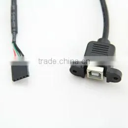 Bulkhead Mount Panel USB 2.0 B Female to Dupont 5P 2.54mm Housing Cable thumbnail-1