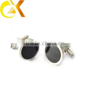 Korea Shiny Round Mens Black Plated Cufflinks thumbnail-1