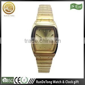 Gold Plated Alloy Case Stainless Steel Band Quartz Watch thumbnail-1