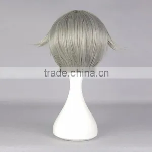 Hot Selling Thick Short Light Grey Wigs Full-bodied Synthetic Hair Anime Hotarumaru Wig Cosplay Touken Ranbu Online Sword Hair thumbnail-3