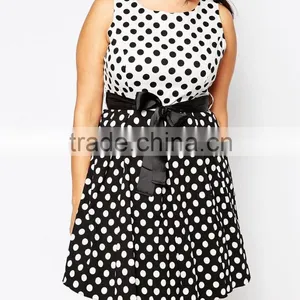 Garment Hot Selling Polka Dot Plus Size Dress For Woman thumbnail-3