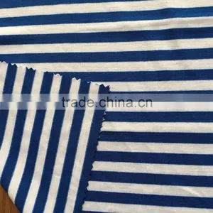 Shaoxing Zequn Textile Polyester Spandex Knit Fabric Yarn Dyed Blue and White Stripe Jersey Fabric for Skirt and T-shirt thumbnail-2