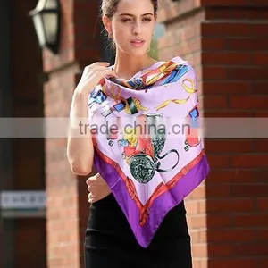 Customized Silk Satin Square Scarf With Perfume Pattern Quality Choice thumbnail-2
