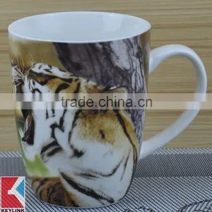 11OZ Tiger Design Two Sides Decal Printed Coffee Cups, Shiny Surface New Bone China Mug, KL5002-A431 thumbnail-3