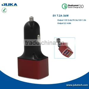 CE FCC Qualcomm Certified Usb Car Charger 5V 7.2A Output for IPhone 6S, IPad Air 2 / Mini 3, Samsung Galaxy S6 thumbnail-1