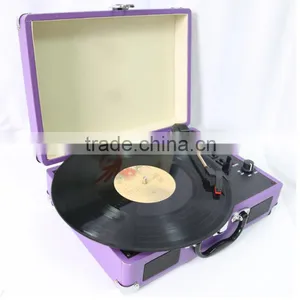 Suitcase Turntable Vinyl Record Player Gramophone With Build-in Battery,PC Encoding thumbnail-1