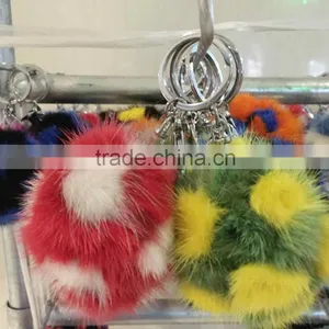 Customize Fur Ball Keychain For Promotion Gift / Mink Fur Pompoms thumbnail-2