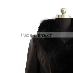 2015 New Fashion Women Leather Coat With Fox Fur Trim Hot Sale thumbnail-4