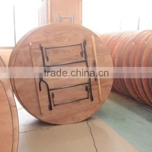 Modern Round Plywood Table Top and Metal Folding Table Legs thumbnail-2