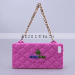 Custom Design Fashion Rhombus Shape Silicone Cell Phone Case With Chain thumbnail-3
