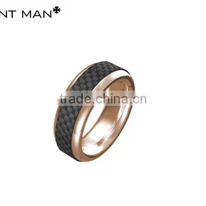 Top Quality 2016 Latest Design Fashion Titanium Rings for Men Carbon Fiber Titanium Ring Band thumbnail-2