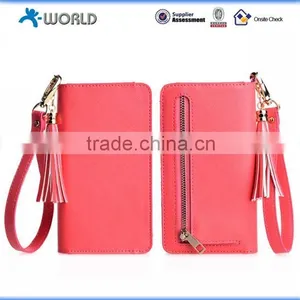 Cute Zipper Leather Wallet Case For IPhone 6S With Wrist Strap thumbnail-5