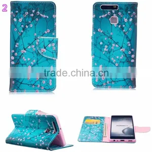 2016 New Colorful Pattern PU Leather Phone Bag Case for Huawei Ascend P9 P9 Lite Magnetic Book Cover With Card Slot thumbnail-3