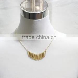 Gold Simple Pendant Necklace Goldtone Bar Connected Necklace 2016 Fashion Style Wholesale thumbnail-1