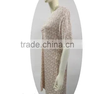 Lady's V-neck Front Gather Ribbon Trim Nightie thumbnail-4