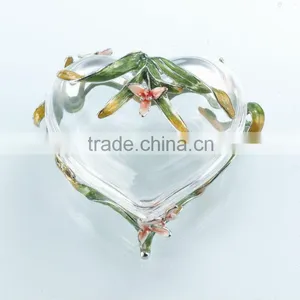 RORO Chanson Orchid Enamel Crystal Glass Jewel Box thumbnail-1