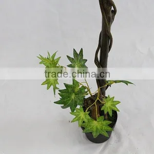 Indoor Artificial Decoration Green Maple Trees Wood Trunk thumbnail-3