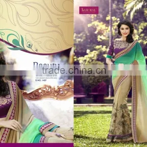 Black Color Saree Embroidery Work Done With Beautiful Red Color Pipeping Beauty Designer Sarees thumbnail-5
