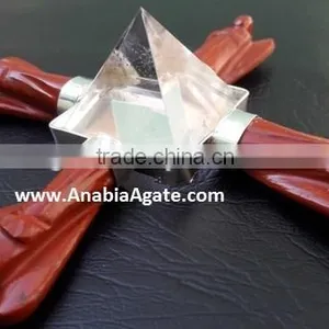 Red Jasper Angels Aagte Energy Generator With Crystal Quartz Pyramid thumbnail-1