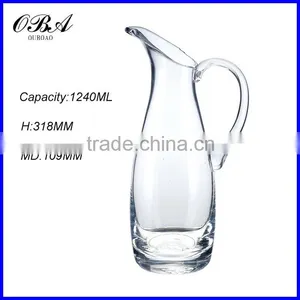 Wholesale Large Water Decanter and Glass / Oblique Mouth Clear Water Decanter With Handle thumbnail-3