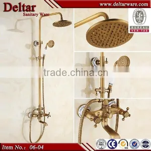 Titanium Gold Shower, Loudspeaker Widespread Elegent Shower Set, Antique Brass Shower Non-fade Out thumbnail-1