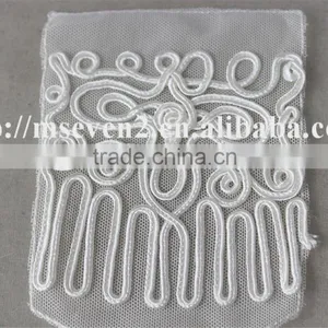 2016 Newest Design 100% Polyester White Color Lace Fabric Embroidery Trim Patch for Clothing Shoulder thumbnail-3