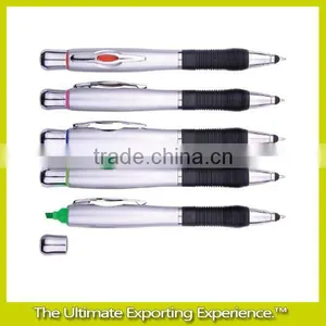 Highlighter Silver Coating Barrel Metal Shining Chrome Clip Shining Chrome Middle Ring Tip and Cap Solid Black Grip Pen thumbnail-1