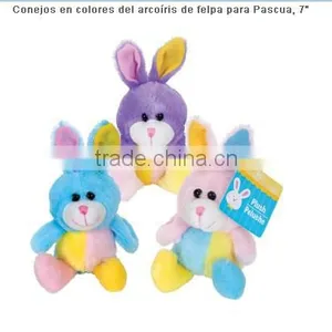 Rabbits in the Colors of the Rainbow Plush Easter thumbnail-1