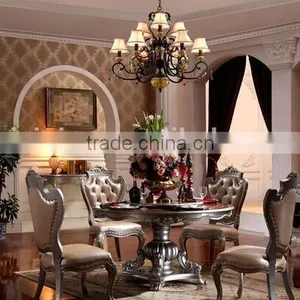 BISINI European Classic Dining Room Sets, Exquisite Carved Dining Table & Chairs Set, Round Dining Table and Chairs (BF01-ML017) thumbnail-1