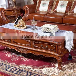 Bisini Living Room Coffee Table, Solid Wood Wooden Coffee Table With Drawers thumbnail-1