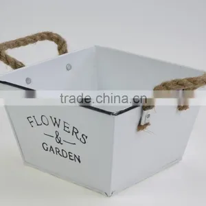 China Factory Low Price Lead Free Metal Personalized Large Decorative White Printing Character Flower Pot thumbnail-5