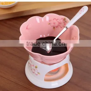 CY160 Chocolate Fountain High Temperature Resistant Ceramic Chocolate Waterfall Mini Fondue Fountain Pink Bakeware Gift Set thumbnail-1