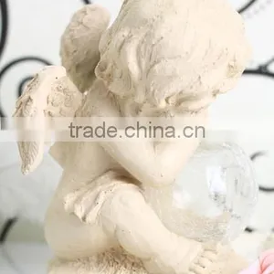 Resin Solar Lighting Angle Figurine Holding a Luminur Glass Globe Garden Ornamenet thumbnail-2