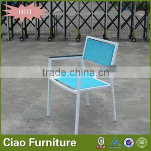 Modern Garden Mesh Fabric Chair Plastic Wooden Arm Chair thumbnail-1