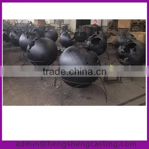 Large Spherical Outdoor Decorated Steel Firepit Sphere thumbnail-2