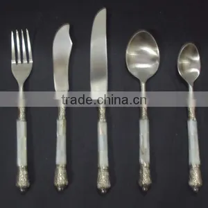 5 Pcs Brass Shell Decoration Cutlery Set, Novelty Cutlery Set, Elegant Cutlery Set, Fancy Cutlery Set, Catering Supplies thumbnail-1