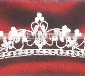 H853-009 Fashion Pearl Rhinestone Wedding Tiaras thumbnail-1