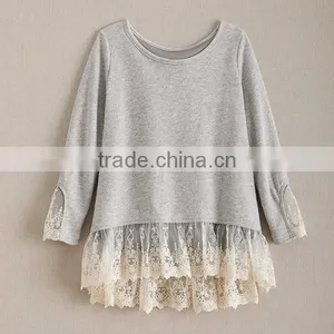 Custom Kids Clothes Designs Photos Winter Birthday Fancy Sweatshirt High-Low Heathered French Terry Lace Tunic Girls Top thumbnail-1