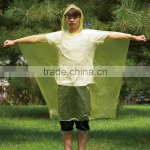 Waterproof Hooded Disposable Plastic Raincoat Rain Poncho With Sleeve and Button thumbnail-1