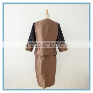 Shantung Lace Combination Classic 3 Pieces Skirt Church Suit For Women thumbnail-3