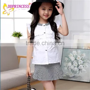 2017 Hot Sale Boutique Sets Girls Summer Fashion Matching Clothing Set Outfit 2 Pieces With Stripe Wholesale thumbnail-1